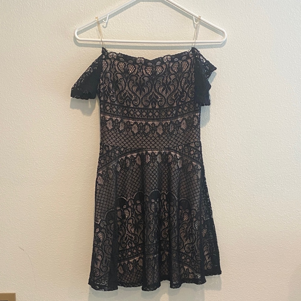 Rewind Black Lace Strapless Dress